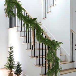 Artificial Norfolk Pine Garland, Real Touch Winter Pine Garland, Green Artificial Greenery Garland