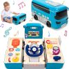 Bus Car Toy, Kids Play Vehicle with Sound and Light, Simulation Steering Wheel, Musical School Bus Toy