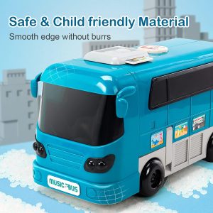 Bus Car Toy, Kids Play Vehicle with Sound and Light, Simulation Steering Wheel, Musical School Bus Toy