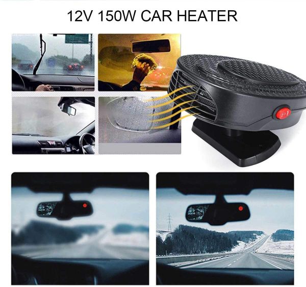 Car Heater Portable Fan, 150W Fast Heating Quickly Defrost Defogger, 2 in 1 Car Heater Space Automobile Adjustable Thermostat