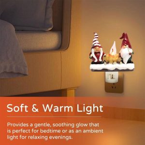 Christmas Gnome Campfire Nightlight, 3D Stereo Gnome Christmas Eve Lights, LED Faux Campfire Lamp Christmas Decoration