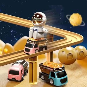 Kids Race Track Game Car Adventure Toy, Spaceship Puzzle Rail Track City Rescue Playset Magnet Toy Educational Learning