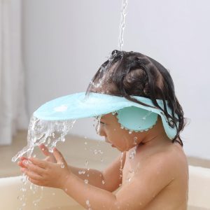 Shower Cap for Kids, Baby Shower Cap bath wash Shampoo rinser shield Hat Adjustable head hair Visor Protection Toddler and Children