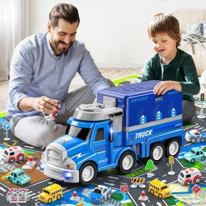 Track Transformer Storage Parking Lot Toys, Toy Cars and Trucks, Vehicle Toys for Kids with Cars, Car Track Toy for Toddlers