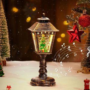 Christmas Musical Snow Globe Lantern Lighted Water Glittering Lantern, USB & Battery Operated Musical Snow Globe Christmas Decoration