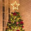 Christmas Tree Topper Large 5 Point Star Treetop with LED Warm White Lights, LED Tree Top Light Three-dimensional Luminous Star Light