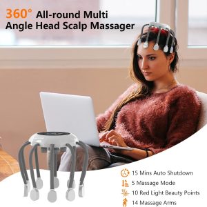 Electric Scalp Massager, Head Massager with Red Light, Cordless Head Massage with 5 Modes, Portable Head Massage for Stress Relief