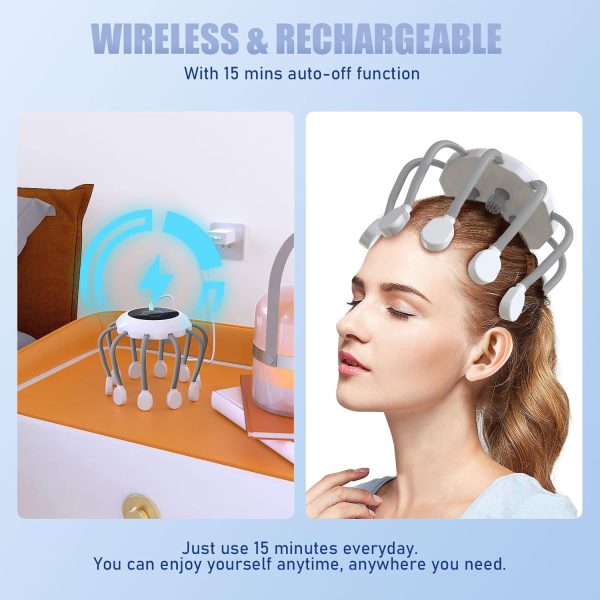 Electric Scalp Massager, Head Massager with Red Light, Cordless Head Massage with 5 Modes, Portable Head Massage for Stress Relief