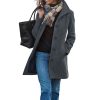 Women's Casual Thicken Wool Blend Stand Collar Single Breasted Pea Coat