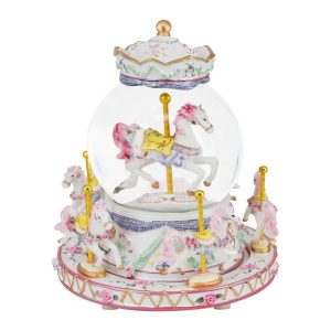 Wrapped Music Box Carousel Horses Color Lights, Unicorn Musical Snow Globe, Crystal Music Box Carousel